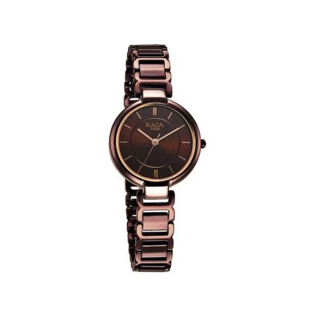 Titan Raga Women's Allure: Brown Dial with Designer Metal Strap Watch-2608QM02/NT2608QM02