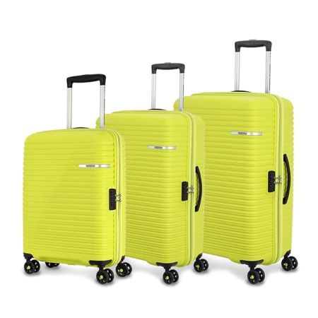 American Tourister Liftoff Spinner 3 PC Set Apple Green Polypropylene Hard Luggage with Double Wheel (Trolley/Suitcase)