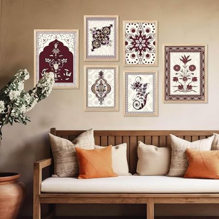 kotart - Traditional Paintings For Wall Hanging | Wall Poster With Frames For Wall Decor, Living Room, Art (F) Pack Of 6
