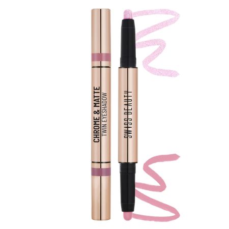 Swiss Beauty Chrome & Matte Twin Eyeshadow Stick | Mix of Matte and Shimmer | Easy to blend, non creasing eyeshadow | 24 Hour Stay | Shade-Aqua Moon, 2g