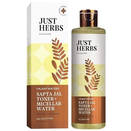 Just Herbs Sapta Jal Ayurvedic Toner + Micellar Water for Skin Nourishing, Cleansing, Makeup Remover for Women Suitable All Skin Types 100 ml