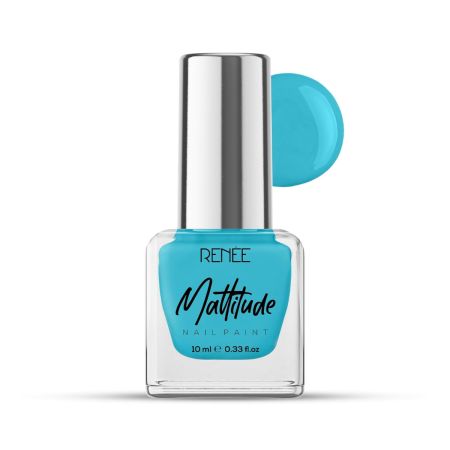 RENEE Mattitude Nail Paint- Azure Blu 10ml | Quick Drying, Matte Finish, Long Lasting, Chip resisting Formula with High coverage | Acetone & Paraben Free