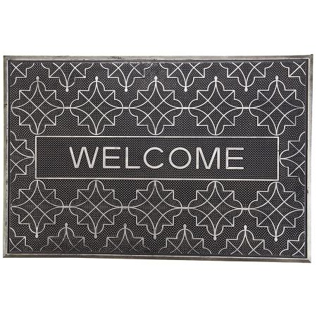 Onlymat Welcome Printed Door Mat (Silver Colour) Heavy-Duty, Long-Lasting Entryway Rug Natural Rubber Material with Anti-Slip Backing for High Traffic Areas, 60x90cm