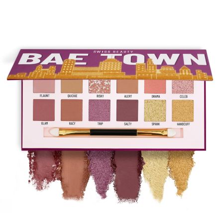 Swiss Beauty Bae Town Eyeshadow Palette with 12 highly pigmented shades | Mix of Mattes, Metallics and Shimmers | Comes with Eye Brush| Shade - Lover Girl, 14gm