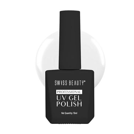 Swiss Beauty Professional UV Gel Nail Polish, Lasts Upto 21 Days, Super Glossy Finish, Non-Chipping, Non-Smudging, Quick Drying Nail Polish, Base Cot, 15 ml
