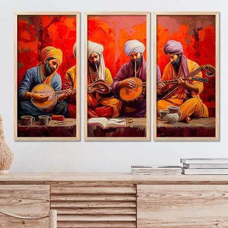 kotart - Painting for wall Decoration Frames |Traditional Indian Art Wall Décor Paintings | Indian Art Wall Décor Paintings For Home Décor Living Room Bedroom Set of 3 (10X19 INCH, B)