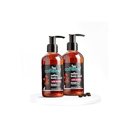 mCaffeine Coffee Body Wash with Berries - Value Pack of 2 | Sweet & Vibrant Berry Aroma | Vit C & E Rich Body Cleanser for Supple Skin | Sulphate Free Shower Gel for Men & Women - 200 ml