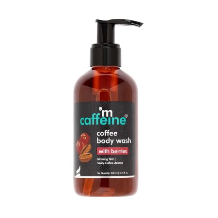 mCaffeine Coffee Body Wash with Berries | De-Tan & Deep Cleansing Shower Gel | Enriched with Vitamin C & in Energizing Fruity Berry Aroma | Suitable for All Skin Types | For Men & Women (200ml)