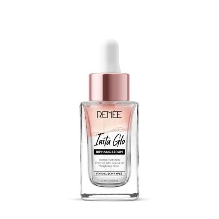 RENEE Insta Glo Biphasic Face Serum 15ml, Reduces Fine Lines, Wrinkles & Premature Aging | Infused With Hyaluronic Acid, Vitamin C, Rose Extract Serums & Jojoba Oil, Vitamin E, Grapeseed Oil