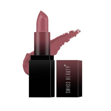 Swiss Beauty Hd Matte Pigmented Smudge Proof Lipstick | Creamy Matte Long Stay Lipstick | Mauve Blush, 3.4g