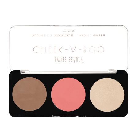 Swiss Beauty Cheek- A- Boo Face Palette With Blusher, Contour And Highlighter | Highly Pigmented And Easy To Blend Shades | Shade - 02, 8Gm|