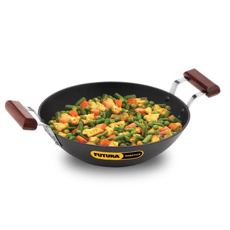 Hawkins Futura 2.5 Litre Deep Fry Pan, Non Stick Kadai, Flat Bottom Induction Kadhai, Black (IND25)
