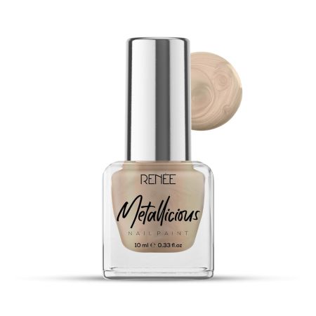RENEE Metallicious Nail Paint- Gold Brass 10ml | Quick Drying, Metallic Finish, Long Lasting, Chip resisting Formula with High Shine & Full Coverage | Acetone & Paraben Free