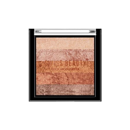 Swiss Beauty Brick Highlighter | Highly-Pigmented Powder Highlighter + Bronzer With Easy-To-Blend Formula | Shade- 1, 7G 
