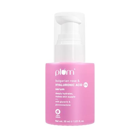 Plum 2% Hyaluronic Acid Serum with Bulgarian Rose (30 ml) | Instant Hydration for Plump & Bouncy Skin | Daily Use Face Serum| For All Skin Types | Fragrance-Free