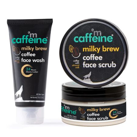 mCaffeine Moisturizing Face Care Kit for Dry Skin with Coffee & Milk Face Wash and Face Scrub | Daily Skin Care Combo to Avoid Dry and Dull Skin