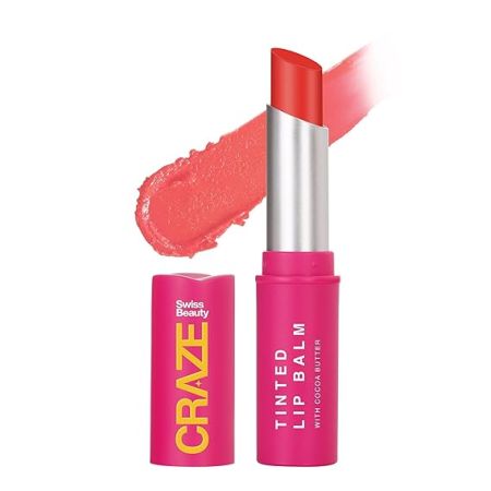 SWISS BEAUTY Craze Tinted Lightweight Sheer Lip Balm | Lip Protection And Lip Nourishment With Cocoa Butter | Shade- Cherry Crush, 3.2G