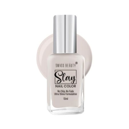 Swiss Beauty Slay Nail Color | Glossy Finish, Long Lasting Nail Paint| Chip resistant, Quick drying Nail Polish | Shade- Classic Cream, 25Ml