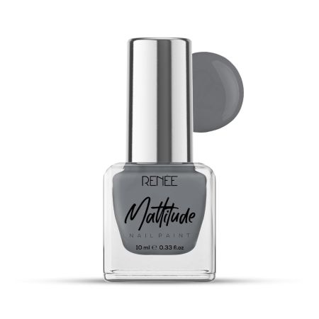 RENEE Mattitude Nail Paint- Seal Grey 10ml | Quick Drying, Matte Finish, Long Lasting, Chip resisting Formula with High coverage | Acetone & Paraben Free