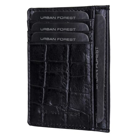 URBAN FOREST Chris Black Leather Card Holder for Men