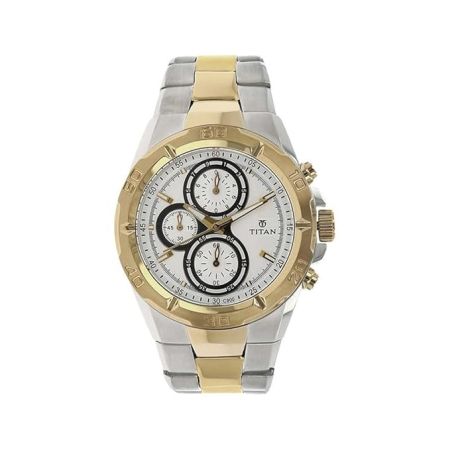 Titan Regalia Chronograph White Dial Stainless Steel Strap watch for Men-NS9308BM01/NT9308BM01