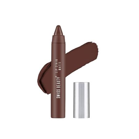 Swiss Beauty Stain Matte Lipstick | Long Lasting, Hydrating & Lightweight Lipstick | Coffee, 3.4gm