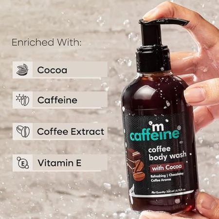 mCaffeine Coffee Body Wash with Cocoa | De-Tan & Deep Cleansing Shower Gel | Enriched with Vitamin E & in Energizing Aroma of Chocolate | Suitable for All Skin Types | For both Men & Women (200ml)