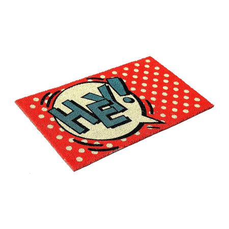 Onlymat "Hey" Printed Anti-Slip Doormat (Multicolor) Rectangular Shaped Entryway Rug Natural Coir Material with PVC Backing for Outdoor Entrance Home Multipurpose Mats Floor Door Hall Drawing Room Living Room (75cm x 45cm)