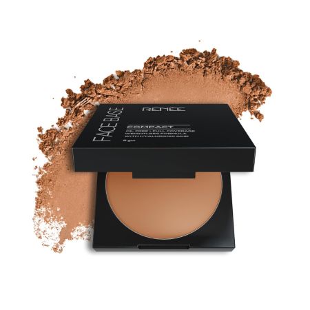 RENEE Face Base Compact Powder - Acorn Beige, 9 Gm - Enriched With Hyaluronic Acid & Vitamin E, Long-lasting, Easy Blend, Matte Finish, Pressed Form for All Skin Types