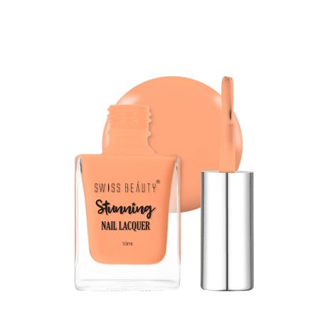 Swiss Beauty Stunning Nail Lacquer | Chip Resistant, Quick drying nail paint | Highly Pigmented with high shine Nail polish | Shade - Craze Coral, 10gm