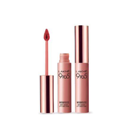 LAKMÉ 9 To 5 Weightless Mousse Lip & Cheek Color | Set Of 2 Shades Of 2 In 1 Lipstick+Blush Combo With A Matte Finish, Crimson Silk, 9 G & Rose Touch, 9 G