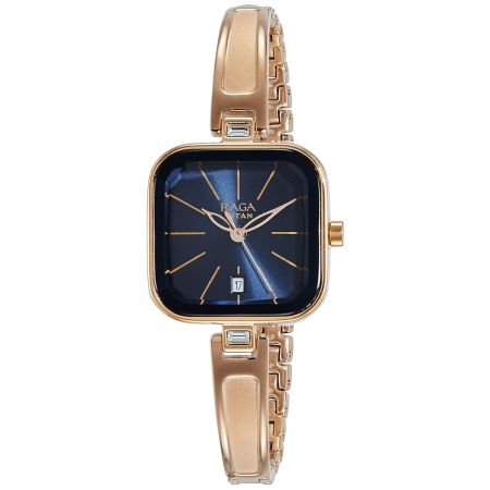Titan Raga Viva Blue Dial Analog Date Metal Strap watch for Women-NS2607WM02