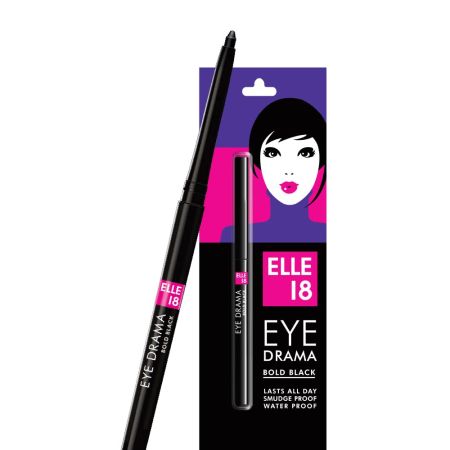 LAKMÉ Elle 18 Eye Drama Bold Black Pencil Kajal 0.35 G, Matte Finish Kajal Black, Waterproof, Smudge Proof & Long Lasting Kajal With Matte Finish