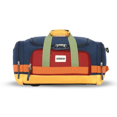 American Tourister Leatus 45 cm Medium Duffle with Detachable Shoulder Strap & Front Quick Access Pocket for Men & Women - Blue
