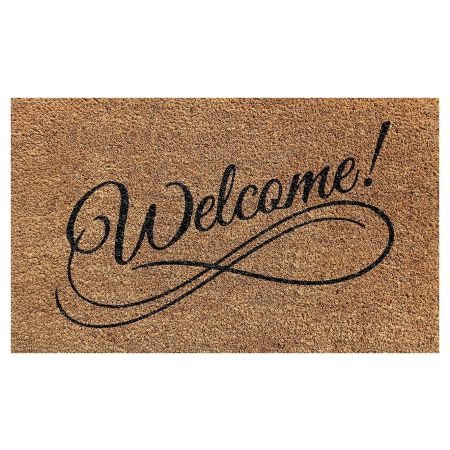 Onlymat Welcome Letter Printed Designer Doormat (Brown & Black) Rectangular Shaped Durable Entryway Rug Natural Coir Material with PVC Backing for Indoor and Outdoor use, 45x75 cm