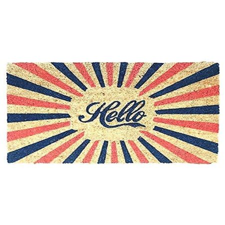 Onlymat Hello Coir Doormat, Multi-Colour, Hard, Eco-Friendly, Thick Material Rug with PVC Backing for Entrance (45 x 75 cm)