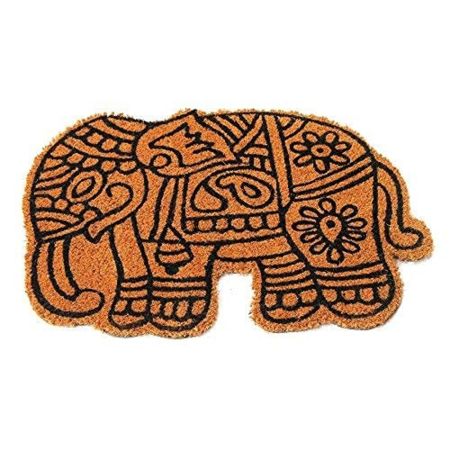 Onlymat Natural Coir, Hand-Crafted Elephant Shape Floor Mat with Anti-Slip Back for Indoor, Outdoor, Patio, Home, and Office Weatherproof, Large, and Thick Entryway Decor, Brown (60 x 45cm)