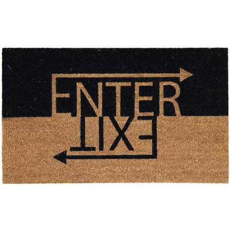Onlymat Enter Exit Printed Anti-Slip Doormat (Black and Brown) Rectangular Shaped Entryway Rug Natural Coir Material with PVC Backing for Outdoor Entrance Home Multipurpose Mats (75cm x 45cm)