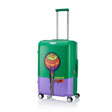 American Tourister Chupa Chups Medium Hardside Polycarbonate Cabin Suitcase with Recessed TSA Lock & Expander for Women & Men - Watermelon Green