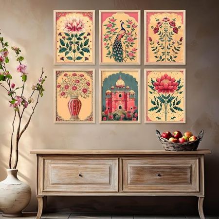 kotart Traditional Indian Pichwai Wall Art Paintings with Frame for Home Decor - Framed Wall Painting for Living Room Bedroom Office Room Decor - Painting for Wall Decoration - (10x13 inch, F)