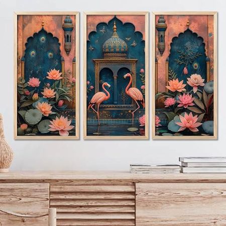 kotart - Painting for wall Decoration |Traditional Indian Art Pichwai Wall Décor Paintings | Traditional Indian Art Pichwai Wall Décor Paintings Set of 3 (10X19 INCH, F)