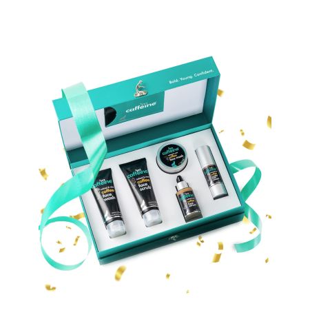 mCaffeine Signature Unisex Facial Gift Set | Coffee Face Wash, Scrub, Eye Cream, Mask & Serum | Pack of 5 | Gift For Him & Her