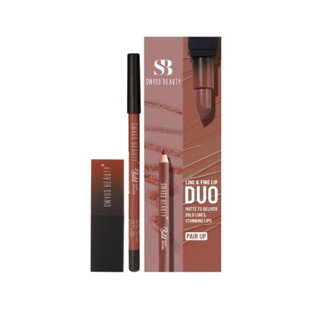 Swiss Beauty Line & Fine Lip Duo with Lip Liner & HD Matte Lipstick |Matte Finish |Long-Lasting | Non-Drying | 3.2gm