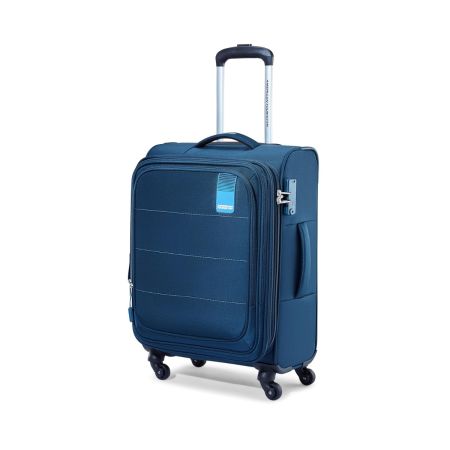 American Tourister Flamen Spinner Soft Luggage 55 Cm Polyester Soft Shell 4 Wheels Wheels Suitcase (Blue)
