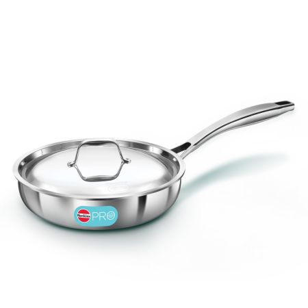 Hawkins Pro 22 cm Frying Pan, Triply Stainless Steel Fry Pan with Stainless Steel Handle, Silver (PSF22)