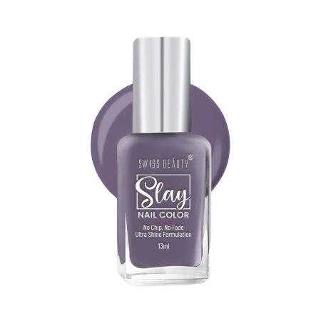 Swiss Beauty Slay Nail Color | Glossy Finish, Long Lasting Nail Paint| Chip resistant, Quick drying Nail Polish | Shade- Grape, 25Ml