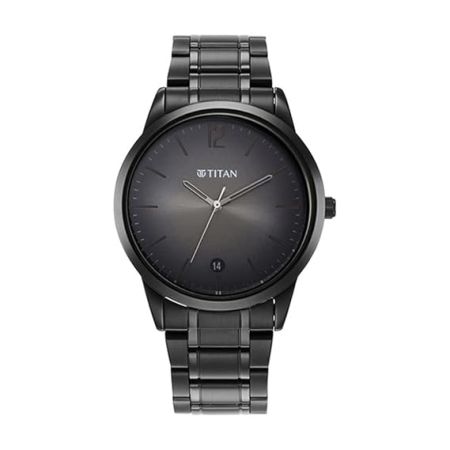 Titan Analog Gray Dial Men's Watch-18062617NM01 Stainless Steel, Black Strap