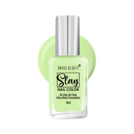 Swiss Beauty Slay Nail Color | Glossy Finish, Long Lasting Nail Paint| Chip resistant, Quick drying Nail Polish | Shade- Green Crush, 25Ml