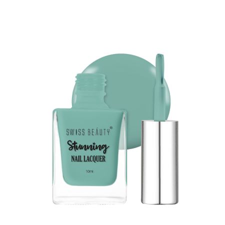 Swiss Beauty Stunning Nail Lacquer | Chip Resistant, Quick drying nail paint | Highly Pigmented with high shine Nail polish | Shade - Green Onxy, 12gm