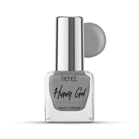 RENEE Hyper Gel Nail Paint- Sage Grey 10ml | Quick Drying, Glossy Finish, Long Lasting, Chip resisting Formula with High Shine Polish | Acetone & Paraben Free 